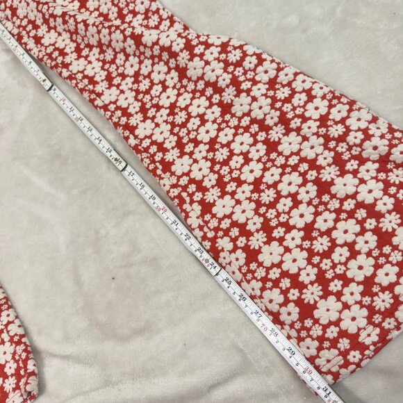 Floral Red & White Bootcut Pants By Forever 21 Size Medium elastic waist women - Picture 11 of 11